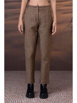 Genes Lecoanet Hemant - Warm Beige Embroidered Cotton Voile Trousers