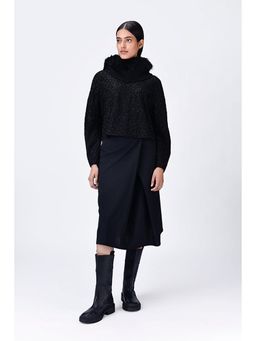 Genes Lecoanet Hemant - Black Cropped Heavy Crepe Sweatshirt With Embroidery