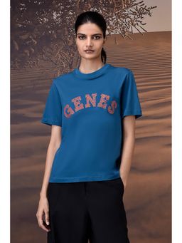Genes Lecoanet Hemant - Retro Blue Cotton Jersey T-Shirt