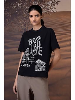 Genes Lecoanet Hemant - French Sketch Cotton Jersey T-Shirt - Black