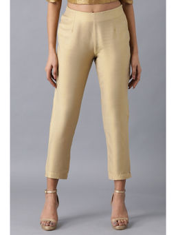 W - Light Golden Solid Slim Pant