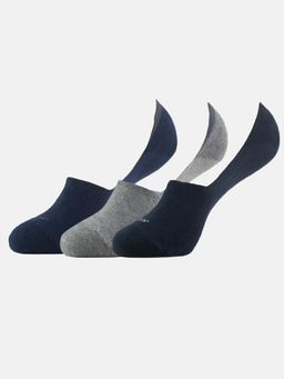 Jockey - 7099 Men Compact Cotton Elastane No Show Socks - Black, Grey & Navy (Pack of 3)