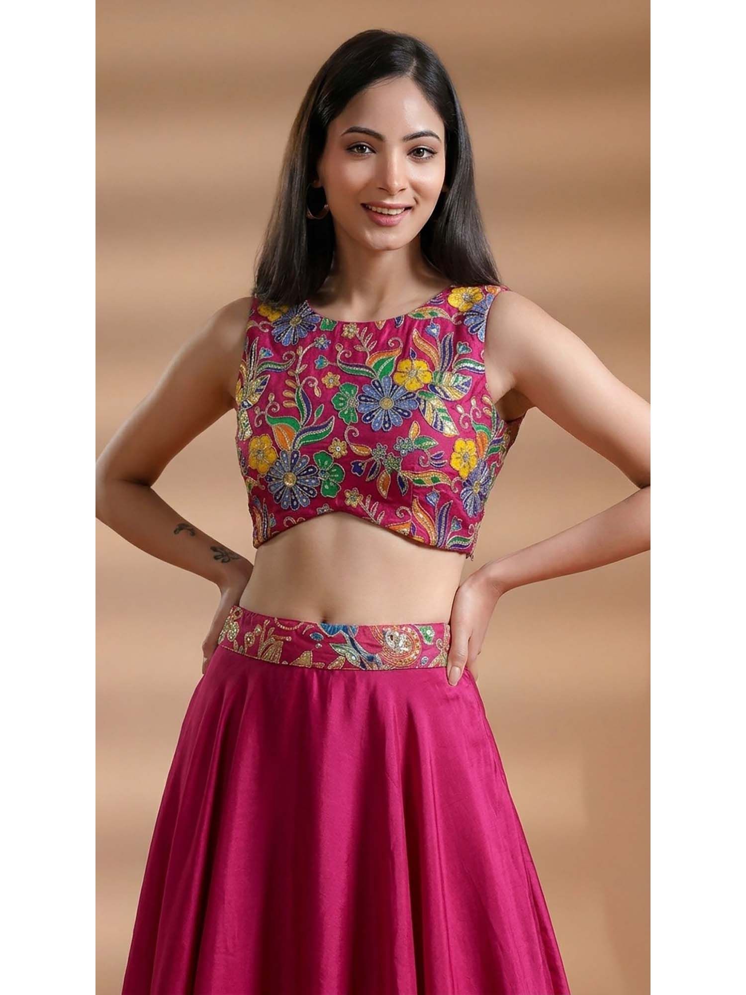 handme Pink Exclusive Silk Embroidered Stitched Blouse-picture-3