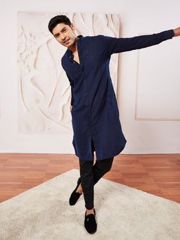 Vastramay - Men Imported Fabric Self Design Kurta with Trouser (Set of 2)