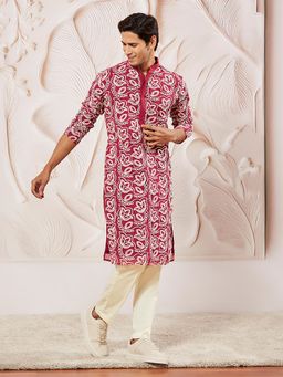 Vastramay - Men Georgette Embroidered Kurta with Trouser (Set of 2)