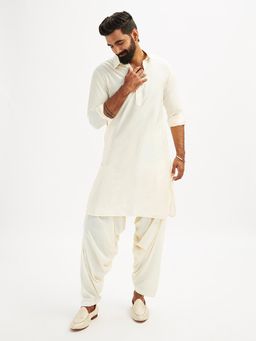 Vastramay - Men Viscose Traditional Pathani Khan Kurta with Patiala (Set of 2)