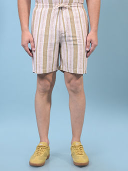 CRIMSOUNE CLUB - Men Peach Vertical Stripes Shorts