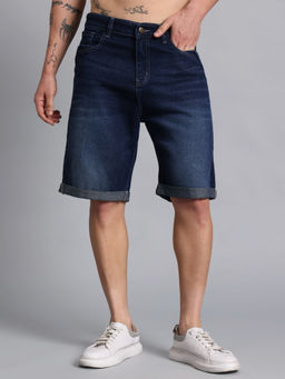 VUDU - Deep Indigo Rolled-Hem Denim Shorts