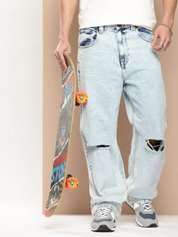 Difference of Opinion - Men Blue Denim Baggy Fit Jeans