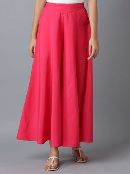 Elleven - Pink Solid Flared Palazzo