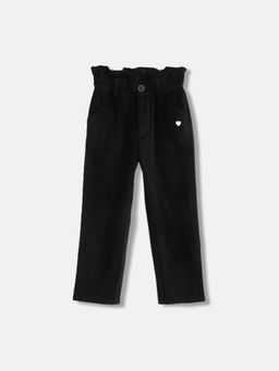 Blue Giraffe - Girls Black Textured Regular Fit Flat-Front Trouser