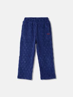 Blue Giraffe - Girls Blue Textured Regular Fit Flat-Front Trouser