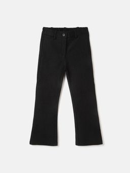 ELLE - Girls Black Solid Bootcut Fit Flat-Front Trouser
