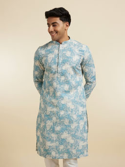 Diwas by Manyavar - Blue Blended Viscose Printed Kurtas for Men
