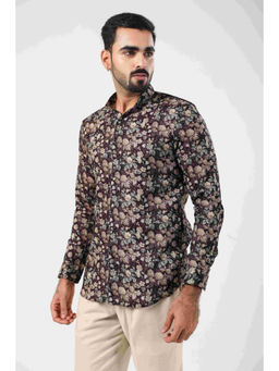 ETHNIC INDIA - Floral Polyester Black Regular Straight Kurta