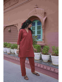 Do Dhaage - Red Polka Dots Printed Co-Ord Set