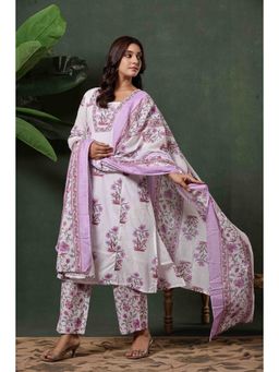 Do Dhaage - White Floral Printed Kurta Pant with Dupatta