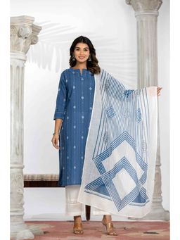 Do Dhaage - Blue Self Design Woven Kurta Pant with Dupatta