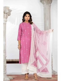 Do Dhaage - Pink Self Design Woven Kurta Pant with Dupatta
