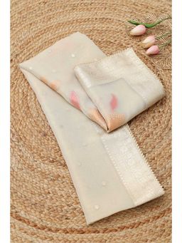 Soch - Beige Printed Zari Dupatta