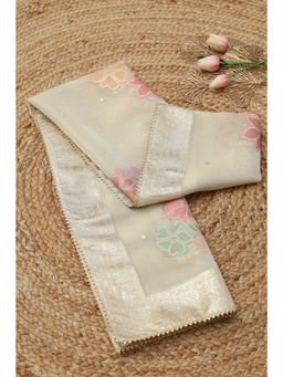 Soch - Beige Floral Zari Dupatta