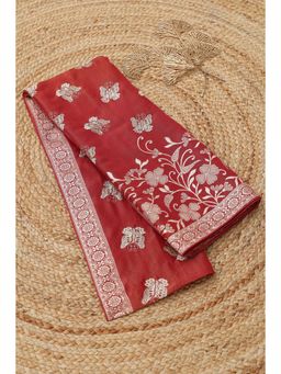 Soch - Maroon Floral Zari Dupatta