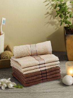 KOPA - Quick Dry 100% Cotton Soft Terry Towel -8Pc Face Towel D'Ross Solid-Taupe, Brown