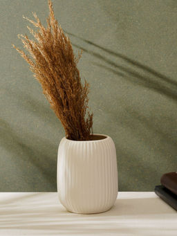 PUREZENTO - Big White Decorative Vase for Home Centre Table Flowers Pot Bedroom Side Corners
