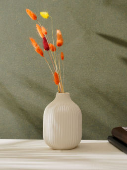 PUREZENTO - Medium White Decorative Vase Home Centre Table Flowers Pot Bedroom Side Corners (Medium)