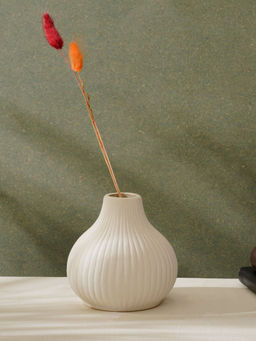 PUREZENTO - Small White Decorative Vase for Home Centre Table Flowers Pot Bedroom Side Corners (Small)