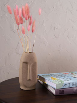 PUREZENTO - Beige 6 Inch Decorative Vase for Home Centre Table Flowers Pot Bedroom Side Corners