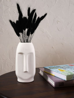 PUREZENTO - White 6 Inch Decorative Vase for Home Centre Table Flowers Pot Bedroom Side Corners