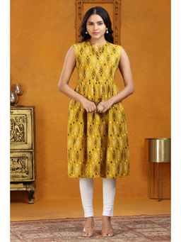 Cotton Culture - Mustard Yellow Cotton A-Line Sleeveless Kurta