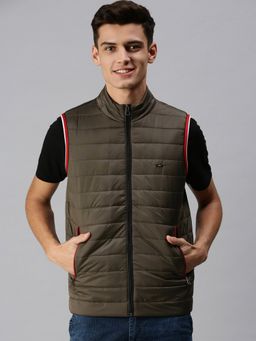 SHOWOFF - Men Casual Quilted Olive Jacket