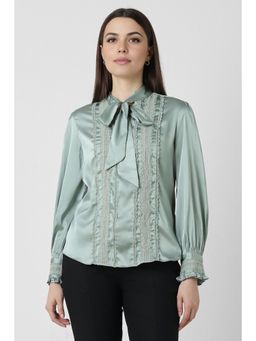 Van Heusen - Women Green Laced Long Sleeves Formal Shirt
