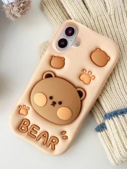 Treemoda - 3D Big Headed Bear Silicone Kickstand Case