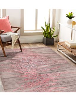 Qaaleen - Hair Line Carving Cut Pile Grey Pink 7 x 10 ft Rug