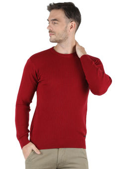 Monte Carlo - Men Maroon Wool Pullover