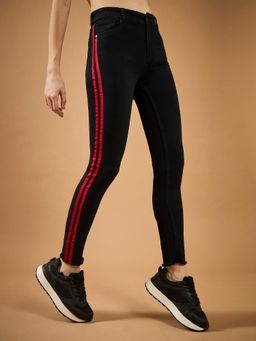 DOLCE CRUDO - Womens Black Slim Fit High Rise Twill Tape Stretchable Denim Jeans