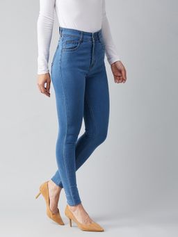 DOLCE CRUDO - Womens Blue Skinny High Rise Distressed Regular Length Denim Jeans