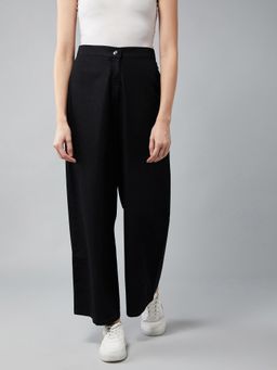 DOLCE CRUDO - Womens Black Wide Leg High Rise Clean Look Regular Length Denim Jeans