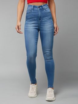 DOLCE CRUDO - Womens Light Blue Super Skinny High Rise Stretchable Shaping Denim Jeans