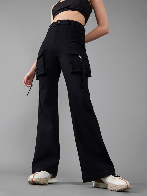 High Waisted Black Bootcut Womens Pants High-Rise Bootcut Trousers