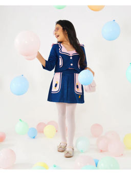 Avokiddos - Girls Navy Blue Candy Floss Winter Skirt Set (Set of 2)