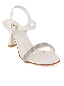SCENTRA - Lisa Embellished White Sandals