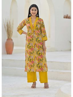 Autumnlane - Sakshi Amby Yellow Printed Kurta Pant Set (Set of 2)