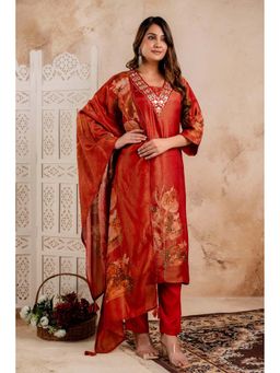 Autumnlane - Samiha Rust Shimmer Work Suit Set (Set of 3)