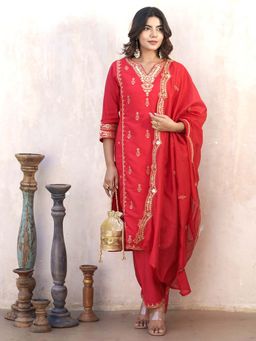 Autumnlane - Tashvika Ruby Red Full Work Suit Set (Set of 3)