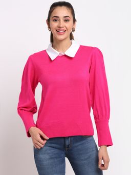 Club York - Women Pink Acrylic Pullover Sweatshirt