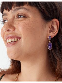 Accessorize London - Women's Purple Amber Marquise Statement Stone Drop Earring